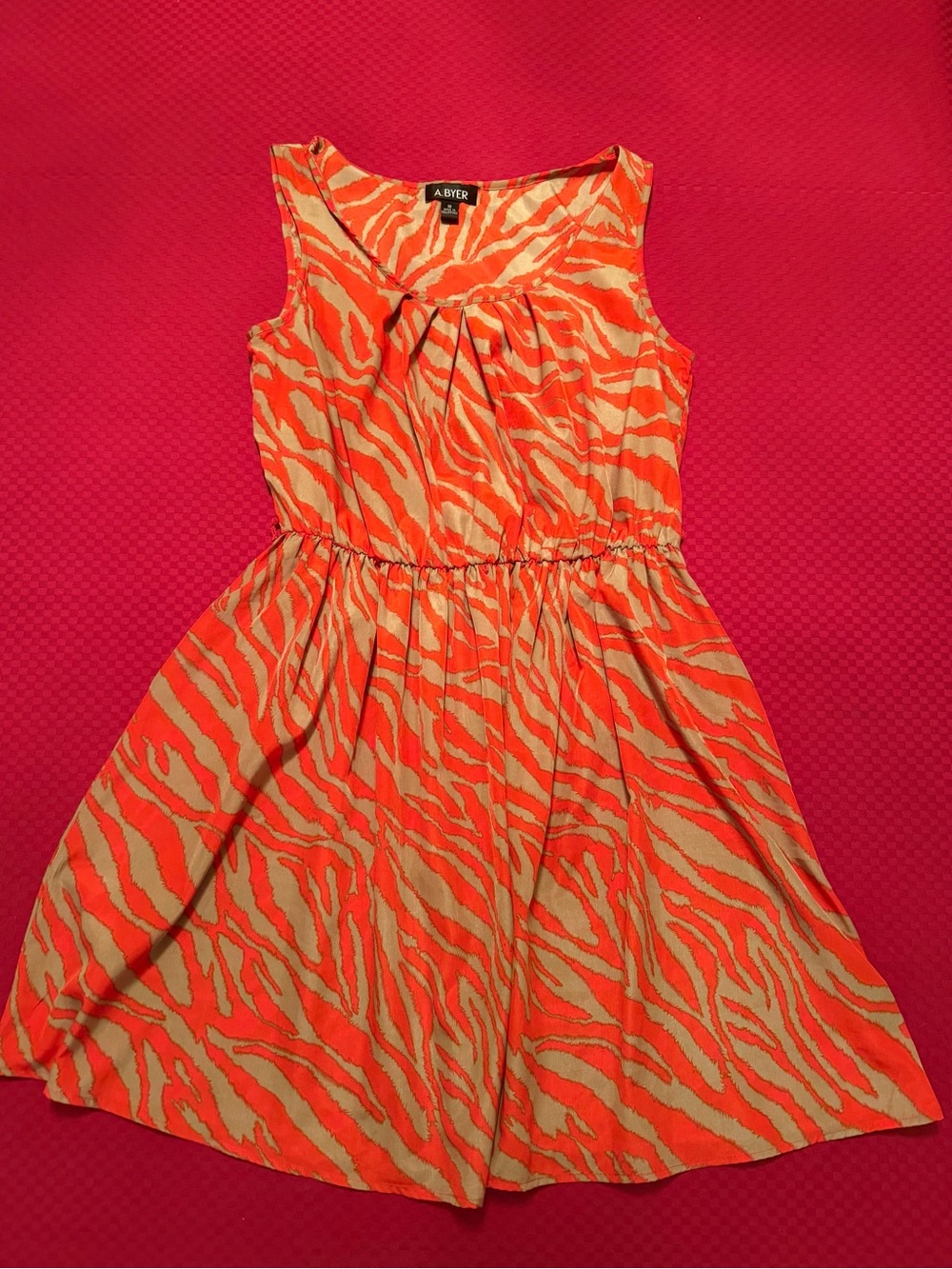 A. Byer Orange Zebra-Print Sleeveless Dress
